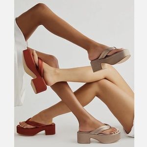 Jeffery Campbell Finley Satin Platform Sandal in Rust